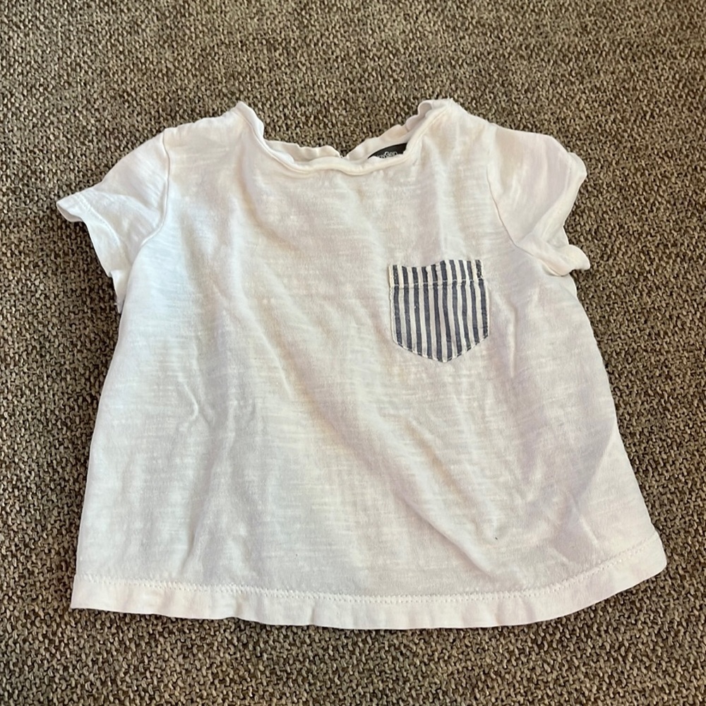 BabyGap white and gingham tee, size 6-12 months